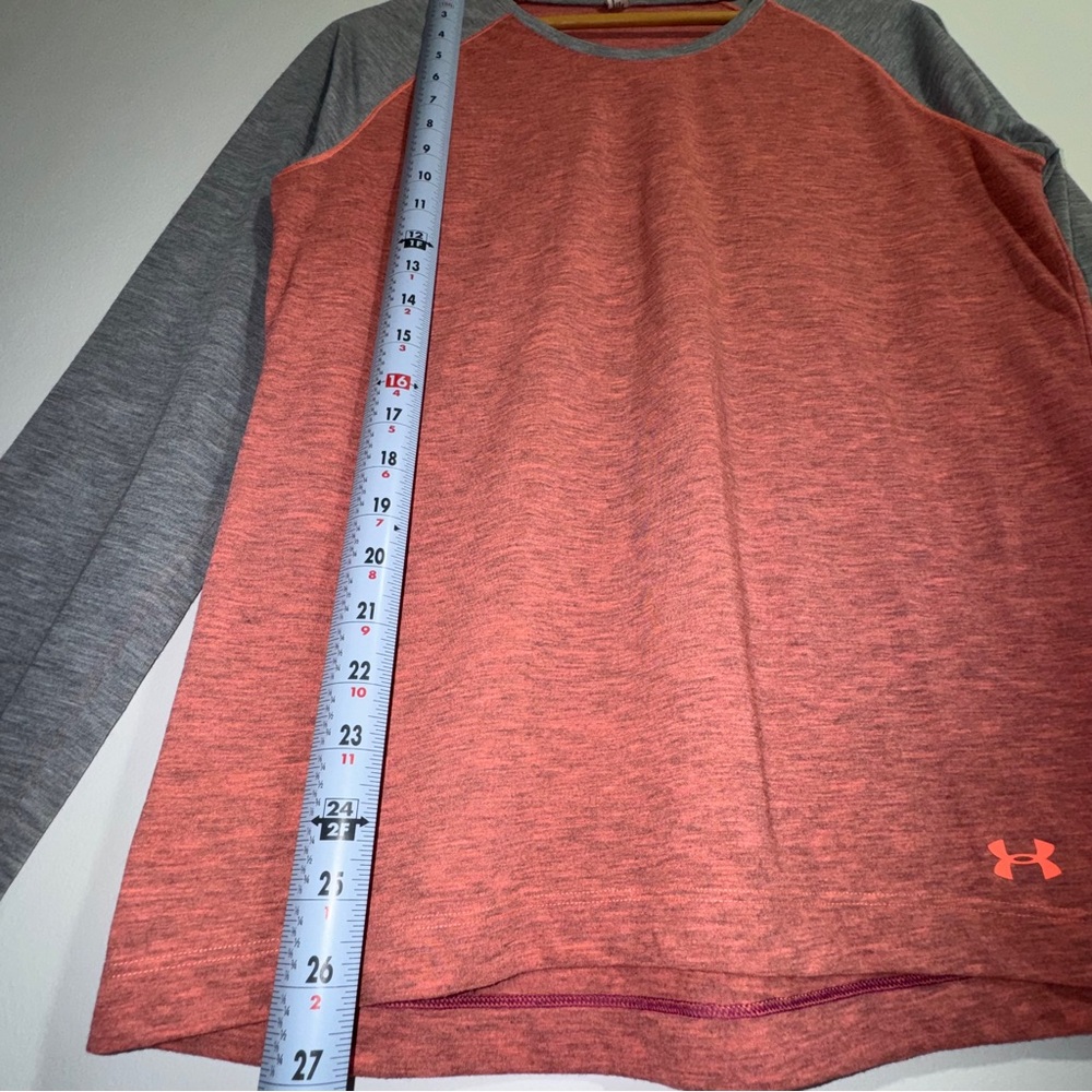 Under Armour Heatgear Long Sleeve Performance Shirt Red Gray Large - Picture 5 of 5